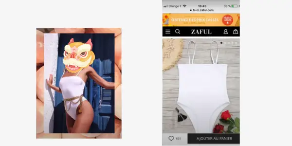 Comparaison entre deux sites ecommerce d'un même maillot de bain